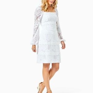 Lilly Pulitzer Zoella Lace Dress, Resort White Bungalow Blossom Lace, Size 4 NWT